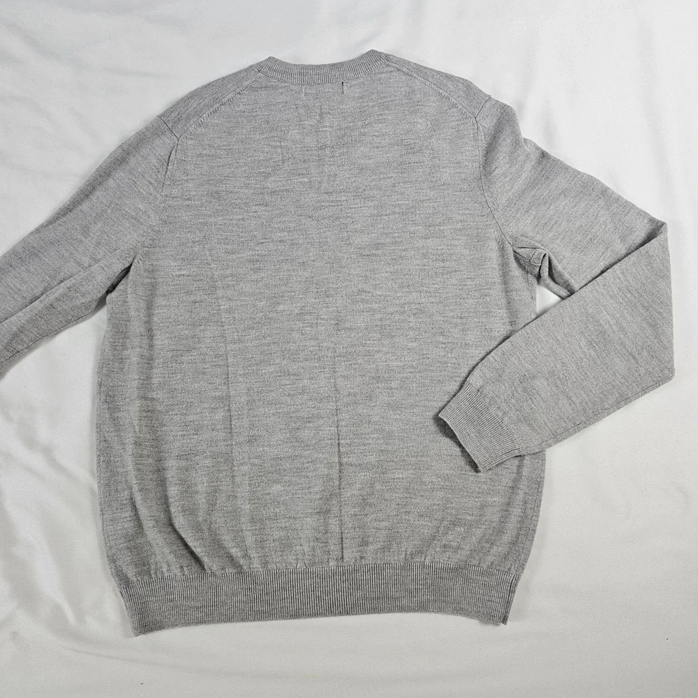 Banana Republic Sweater Mens L Gray Extra Fine Merino V Neck‎ Pullover